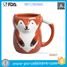 Venta al por mayor Red Fox Shape Ceramic Water Cup